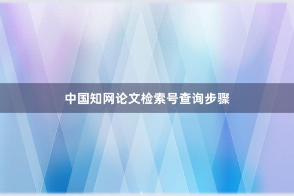 中国知网论文检索号查询步骤